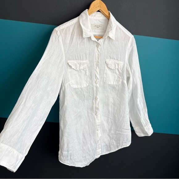 MaxMara Ivory Button-Down Linen Shirt - Picture 3 of 9